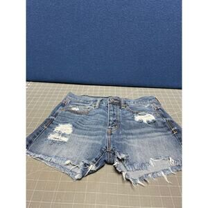 American Eagle Womens Shorts Cutoffs Button Fly Size 0 Cotton Blue